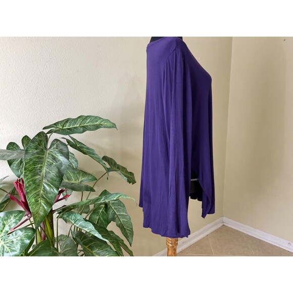 LOGO Lori Goldstein Womens plus size 1X Purple LS Tunic Top stretch Jersey Knit - Picture 7 of 12